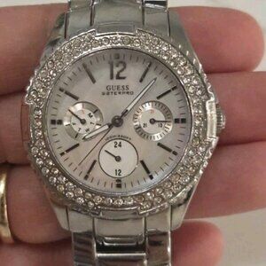GUESS Watch WaterPro Ladies' w/MOP Dial, Day + Date Subdials, Crystals (G10561L)